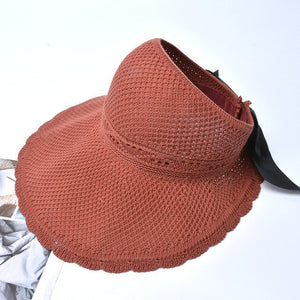 2020 Foldable Summer Beach Straw Hat for Women Brief Sun Hats Sunscreen Chapeu Feminino UV Protection Panama Hat with Bowknot