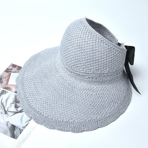 2020 Foldable Summer Beach Straw Hat for Women Brief Sun Hats Sunscreen Chapeu Feminino UV Protection Panama Hat with Bowknot