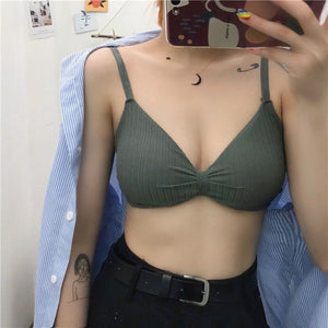 Explosion-threaded cotton without steel rim bra sling comfortable underwear female adjustable shoulder strap lingerie