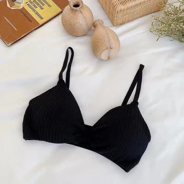 Explosion-threaded cotton without steel rim bra sling comfortable underwear female adjustable shoulder strap lingerie