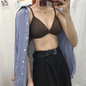 Explosion-threaded cotton without steel rim bra sling comfortable underwear female adjustable shoulder strap lingerie
