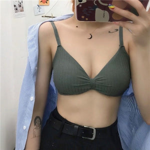 Explosion-threaded cotton without steel rim bra sling comfortable underwear female adjustable shoulder strap lingerie