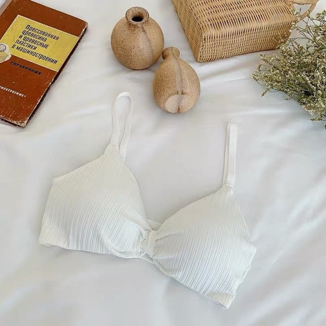 Explosion-threaded cotton without steel rim bra sling comfortable underwear female adjustable shoulder strap lingerie
