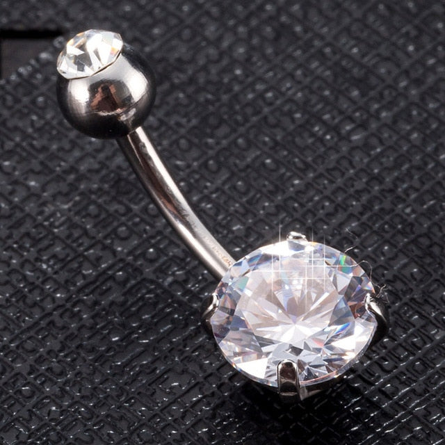New Summer Style Umbilical Nails Navel Body Piercing Stainless Steel Crystal Belly Button Ring For Women Jewelry