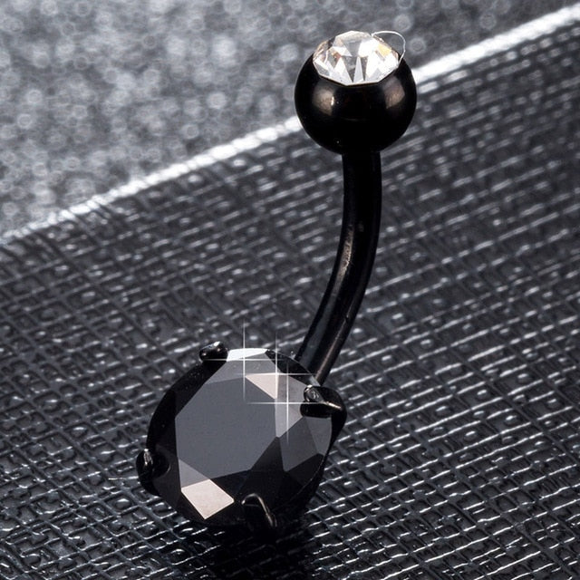 New Summer Style Umbilical Nails Navel Body Piercing Stainless Steel Crystal Belly Button Ring For Women Jewelry