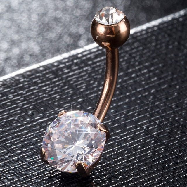 New Summer Style Umbilical Nails Navel Body Piercing Stainless Steel Crystal Belly Button Ring For Women Jewelry