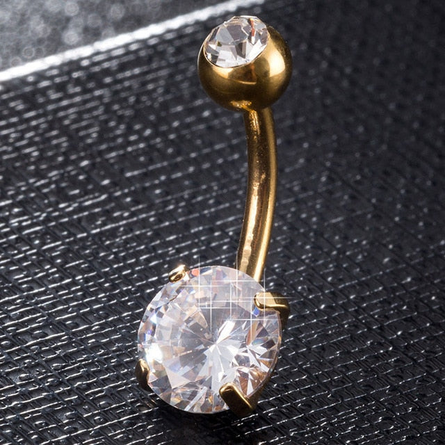 New Summer Style Umbilical Nails Navel Body Piercing Stainless Steel Crystal Belly Button Ring For Women Jewelry