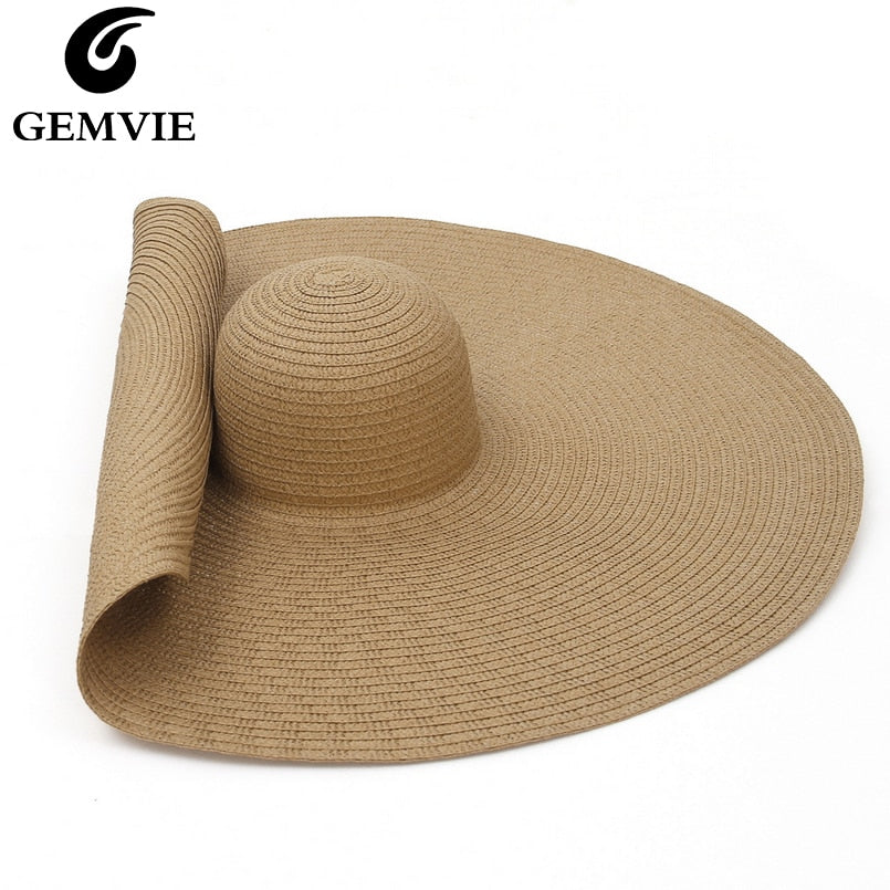 GEMVIE Oversized Straw Hat For Women Wide Brim Summer Sun Hat Packable Large Paper Beach Hat 2020 New Fashion