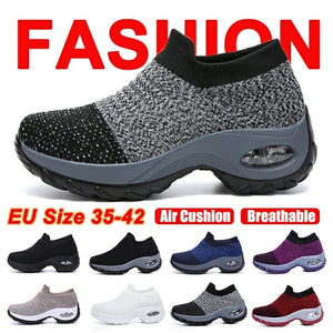Fashion Women Lightweight Sneakers Running Shoes Outdoor Sports Shoes Breathable Mesh Comfort Running Shoes Air Cushion Lace Up