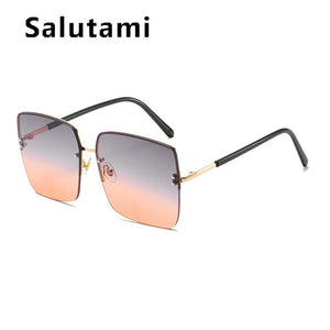 Oversized Square Gradient Sunglasses For Women 2020 New Fashion Big Frame Rimless Sun Glasses Female Chic Goggle Eyewear Ins Hot