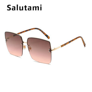 Oversized Square Gradient Sunglasses For Women 2020 New Fashion Big Frame Rimless Sun Glasses Female Chic Goggle Eyewear Ins Hot