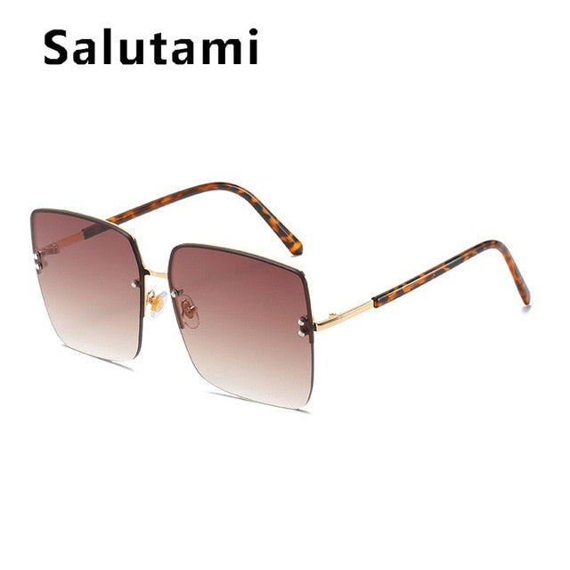 Oversized Square Gradient Sunglasses For Women 2020 New Fashion Big Frame Rimless Sun Glasses Female Chic Goggle Eyewear Ins Hot