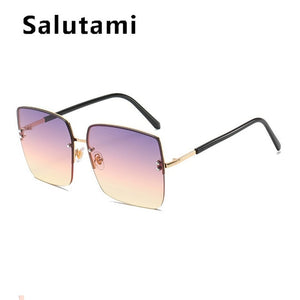 Oversized Square Gradient Sunglasses For Women 2020 New Fashion Big Frame Rimless Sun Glasses Female Chic Goggle Eyewear Ins Hot