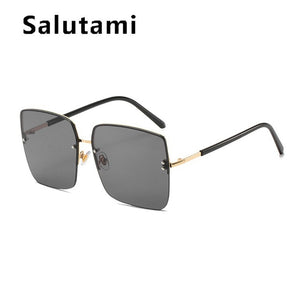 Oversized Square Gradient Sunglasses For Women 2020 New Fashion Big Frame Rimless Sun Glasses Female Chic Goggle Eyewear Ins Hot