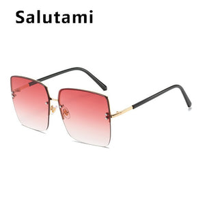 Oversized Square Gradient Sunglasses For Women 2020 New Fashion Big Frame Rimless Sun Glasses Female Chic Goggle Eyewear Ins Hot