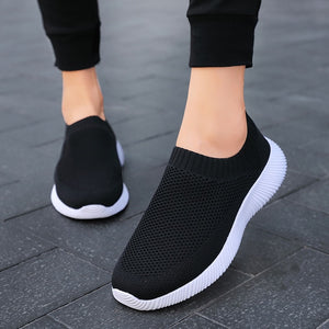 Women Vulcanized Shoes High Quality Women Sneakers Slip On Flats Shoes Women Loafers Plus Size 42 Walking Flat