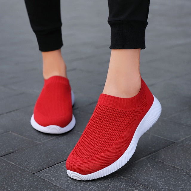Women Vulcanized Shoes High Quality Women Sneakers Slip On Flats Shoes Women Loafers Plus Size 42 Walking Flat