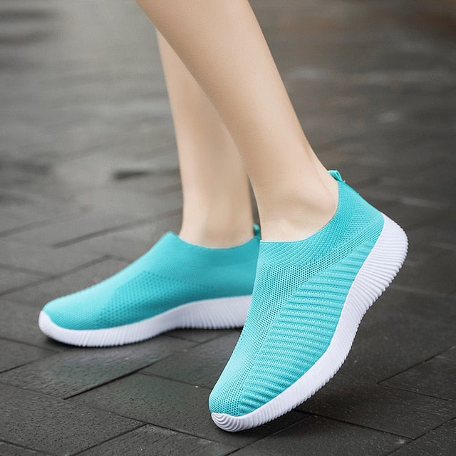 Women Vulcanized Shoes High Quality Women Sneakers Slip On Flats Shoes Women Loafers Plus Size 42 Walking Flat