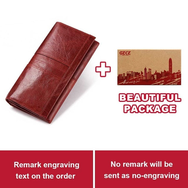 GZCZ RFID Leather Women Clutch Wallet Fashion Long Style Female Coin Purse Portomonee Clamp For Phone Bag Ladies Handy Purse