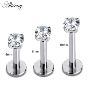 Alisouy 1 Pc  color Labret Lip Ring Zircon Anodized Internally Threaded Prong Gem 16G Tragus Helix Ear Piercing Earring women