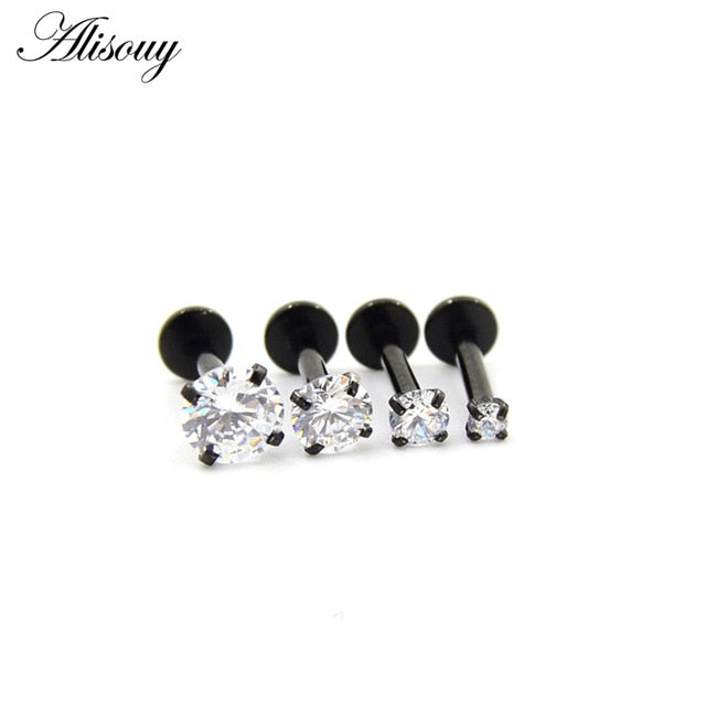 Alisouy 1 Pc  color Labret Lip Ring Zircon Anodized Internally Threaded Prong Gem 16G Tragus Helix Ear Piercing Earring women