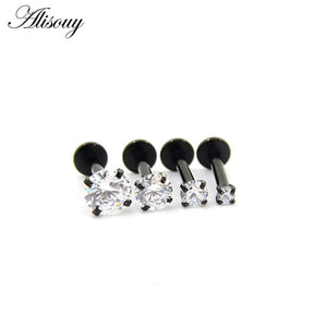 Alisouy 1 Pc  color Labret Lip Ring Zircon Anodized Internally Threaded Prong Gem 16G Tragus Helix Ear Piercing Earring women