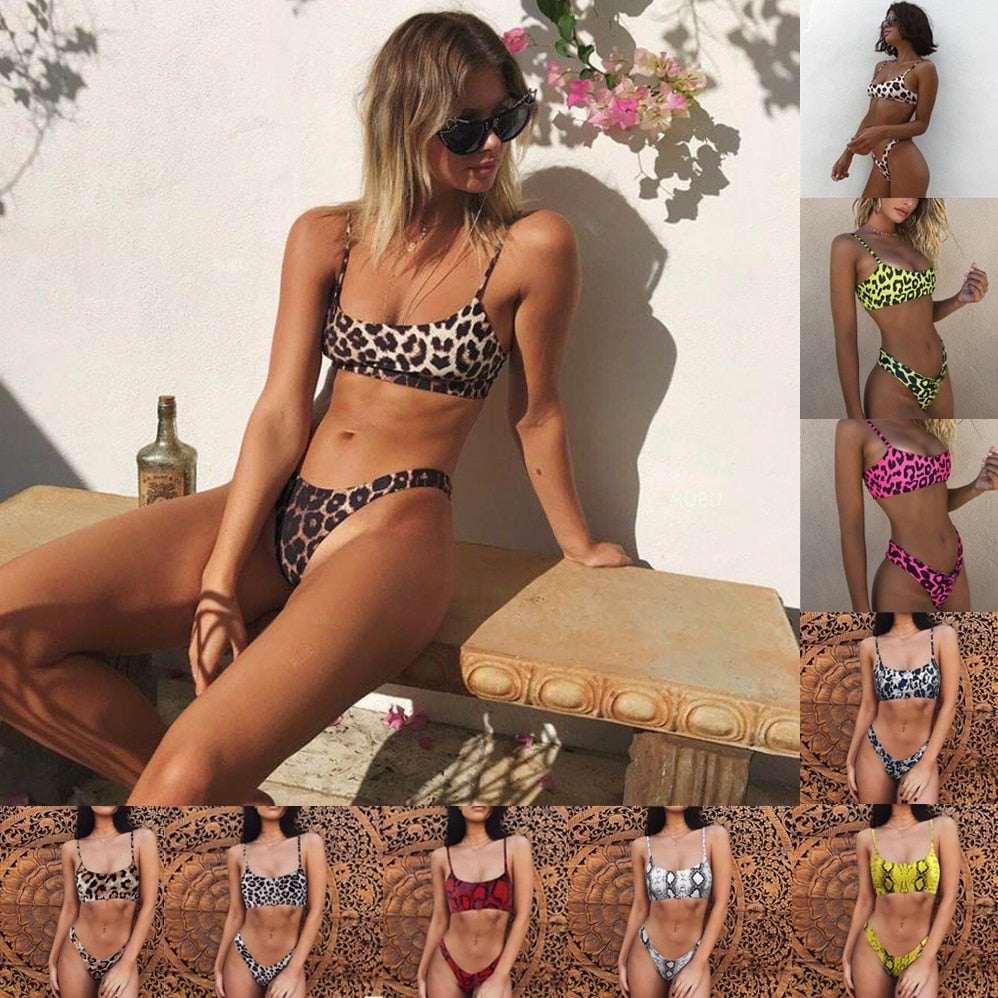 Sexy Lady Snakeskin Bikini Women Swimwear Leopard Bikinis Sexy Biquini Swim Suit Push Up Swimsuit Female Beachwear Swimming