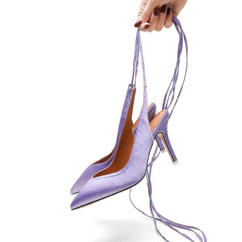 Spring 2020 new style pointed toe high heel strap women's evening dress party shoes