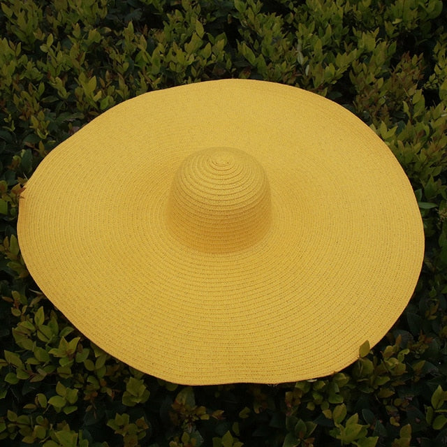 25CM Wide Brim Oversized Beach Hats For Women Large Straw Hat UV Protection Foldable Sun Shade Hat Wholesale Dropshipping