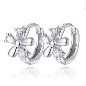 Fanqieliu Sterling 925 Silver Earrings Natural Crystal Small Flower Hoop Earrings For Woman FQL3235
