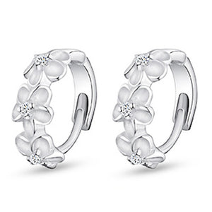 Fanqieliu Sterling 925 Silver Earrings Natural Crystal Small Flower Hoop Earrings For Woman FQL3235