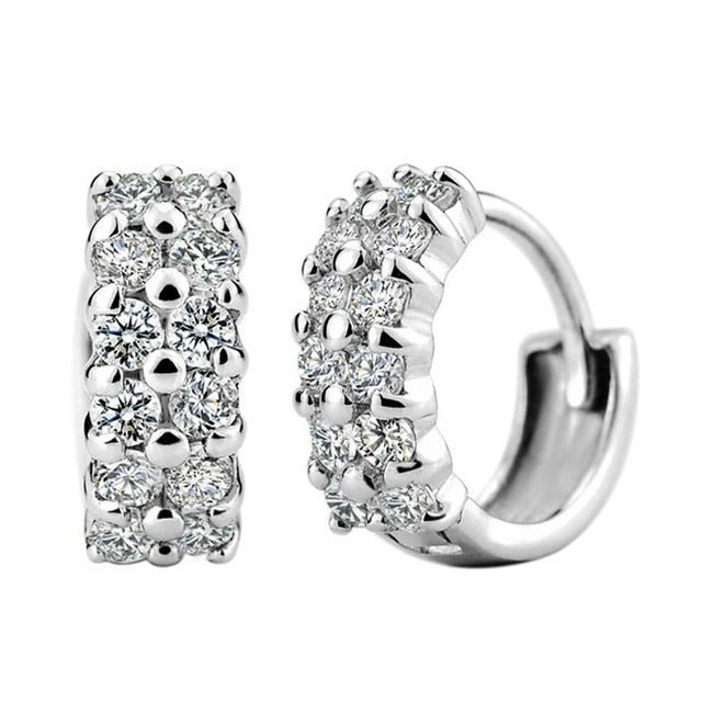 Fanqieliu Sterling 925 Silver Earrings Natural Crystal Small Flower Hoop Earrings For Woman FQL3235