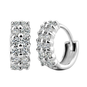Fanqieliu Sterling 925 Silver Earrings Natural Crystal Small Flower Hoop Earrings For Woman FQL3235