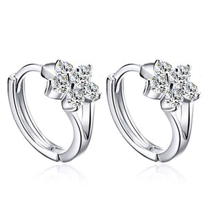 Fanqieliu Sterling 925 Silver Earrings Natural Crystal Small Flower Hoop Earrings For Woman FQL3235