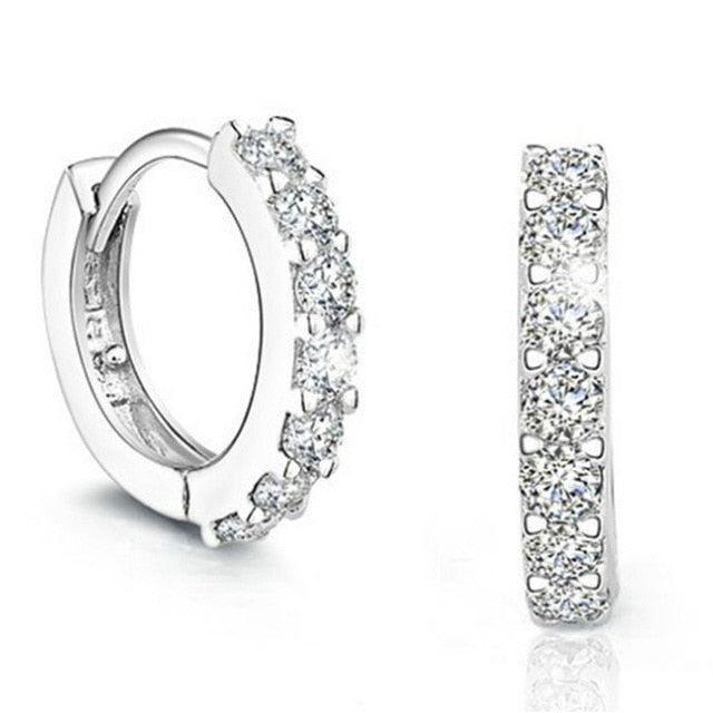Fanqieliu Sterling 925 Silver Earrings Natural Crystal Small Flower Hoop Earrings For Woman FQL3235