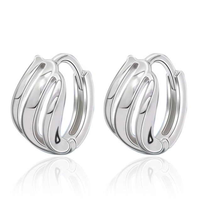 Fanqieliu Sterling 925 Silver Earrings Natural Crystal Small Flower Hoop Earrings For Woman FQL3235