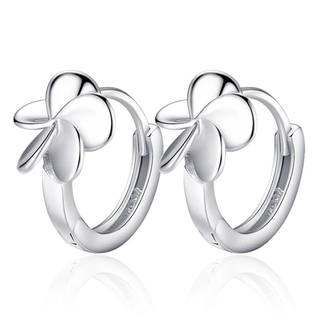 Fanqieliu Sterling 925 Silver Earrings Natural Crystal Small Flower Hoop Earrings For Woman FQL3235