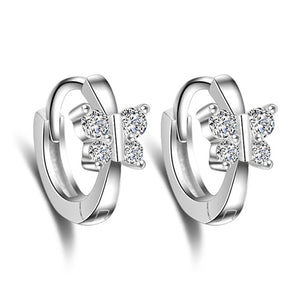 Fanqieliu Sterling 925 Silver Earrings Natural Crystal Small Flower Hoop Earrings For Woman FQL3235