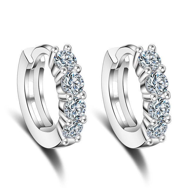 Fanqieliu Sterling 925 Silver Earrings Natural Crystal Small Flower Hoop Earrings For Woman FQL3235