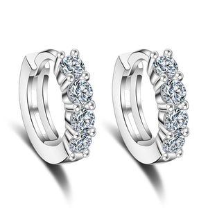 Fanqieliu Sterling 925 Silver Earrings Natural Crystal Small Flower Hoop Earrings For Woman FQL3235