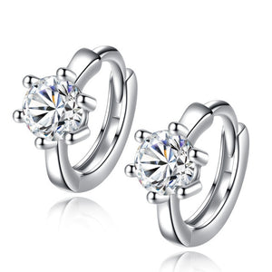 Fanqieliu Sterling 925 Silver Earrings Natural Crystal Small Flower Hoop Earrings For Woman FQL3235