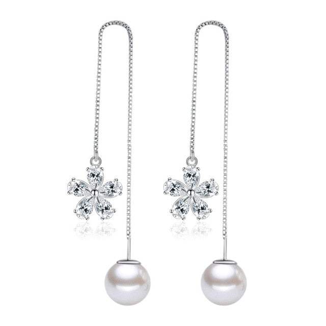 Fanqieliu Sterling 925 Silver Earrings Natural Crystal Small Flower Hoop Earrings For Woman FQL3235