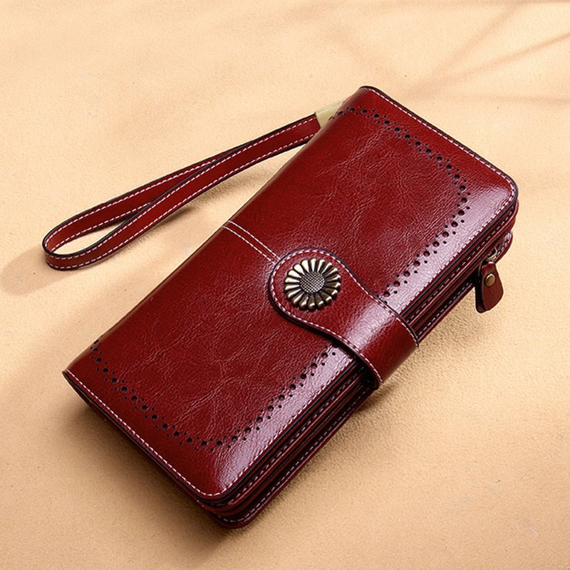 Aliwood Brand Hollow Women Clutch Leather Wallet Female Long Wallet Women Zipper Purse Strap Money Bag Purse For iPhone Carteira