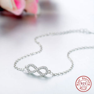 Romantic 925 Sterling Silver Bowknot Clear Zircon Infinity Bangles Bracelets for Women Luxury 8 Shaped Jewelry Gift