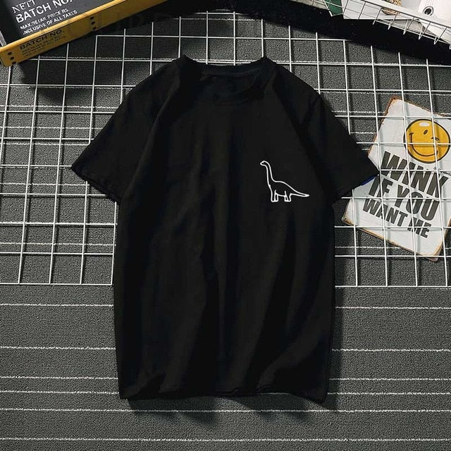 NEW2019 small dinosaur print women T shirt o-neck summer  Ladies female tops tee Funny pink white kawaii tshirt women clothes