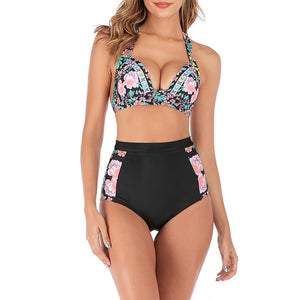 Mossha High waist bikini set Halter bathing suit woman swimsuit female Plus size bikini 2020 3XL Floral print swimwear women new