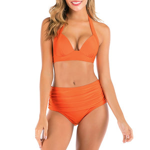 Mossha High waist bikini set Halter bathing suit woman swimsuit female Plus size bikini 2020 3XL Floral print swimwear women new