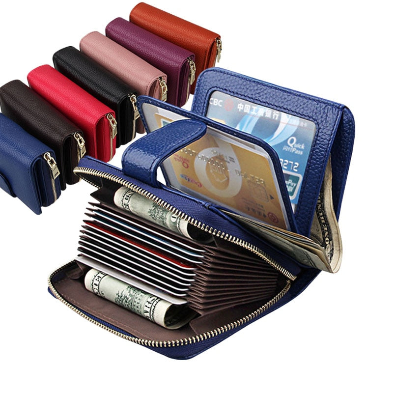 Women Wallets Metal Zipper Small Wallet Short Credit Card Holder Genuine Leather Coin Purse Cowhide Luxury Purses Female
