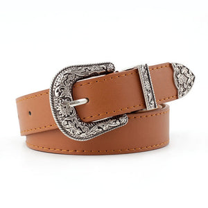 Hup Women Black Leather Western Cowgirl Waist Belt Metal Buckle Waistband New Hot Belts For Women Luxury Designer Brand