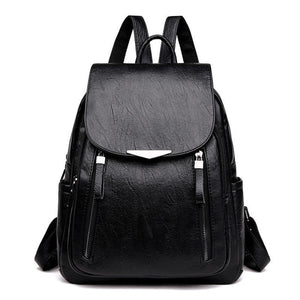 Casual Backpack Female Brand Leather Women's Backpack Large Capacity School Bag For Girls Double Zipper Fashion Shoulder Bags